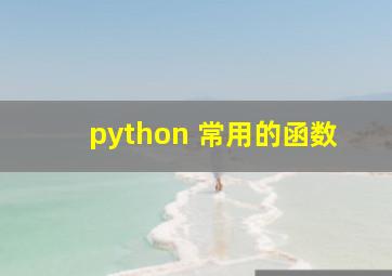 python 常用的函数